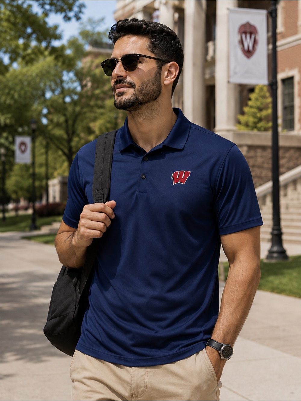 Nike Navy Polo with Red Embroidered Emblem